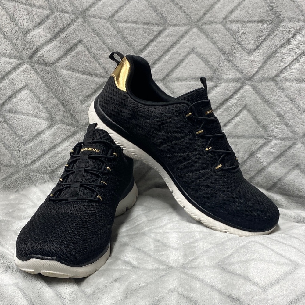 Skechers Summits slip-ins womens size 10 Black and Gold Sneakers
